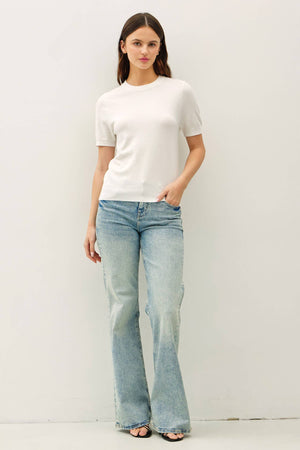 Basic Short Sleeve Sweater Top