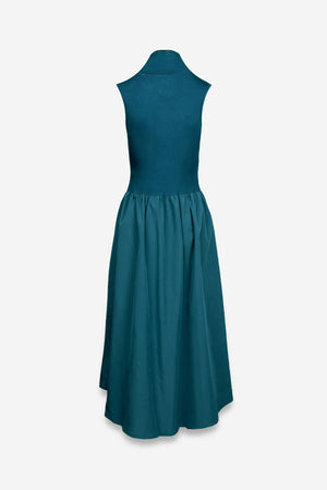 Sleeveless Mock Neck Maxi Dress-Blue Hand Home