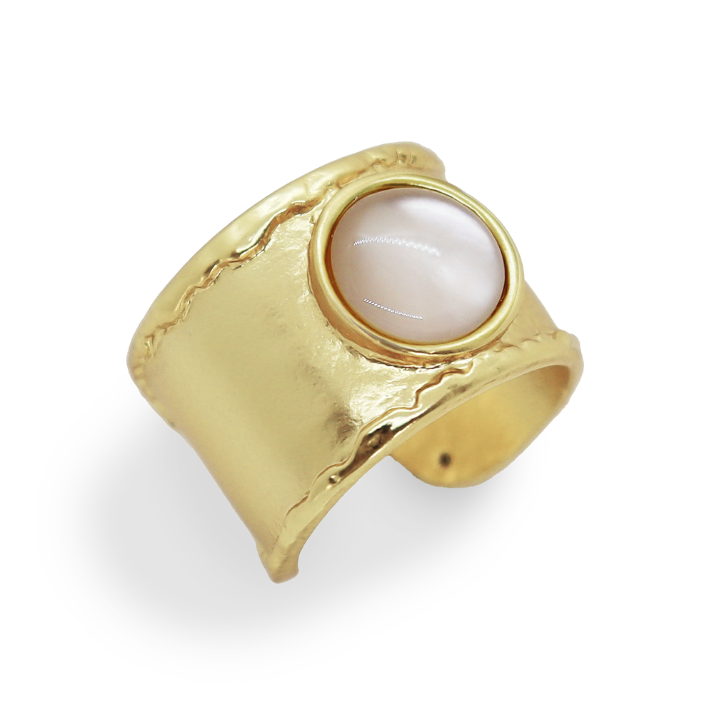 Hand-Edge Glass Ring - 24K Gold Plated-Blue Hand Home
