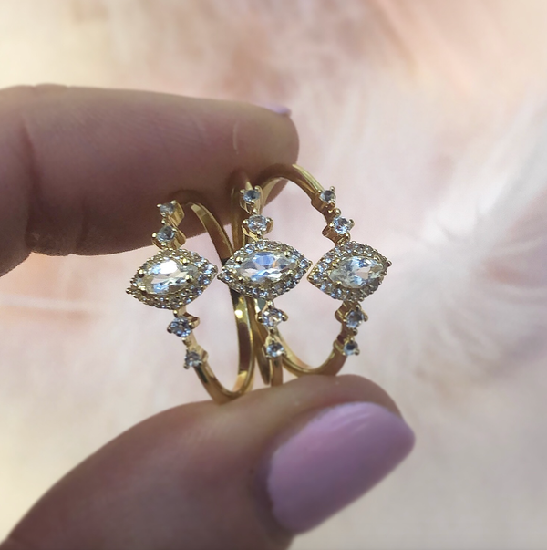 White Topaz Harlow Ring-Blue Hand Home