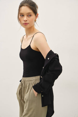 CLASSIC CUT BUTTON UP LONG SLEEVE TOP-Blue Hand Home