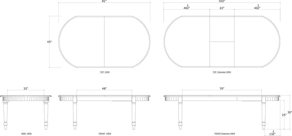Market Open Extension Table 82'' extends to 103'' w/o Router-Blue Hand Home