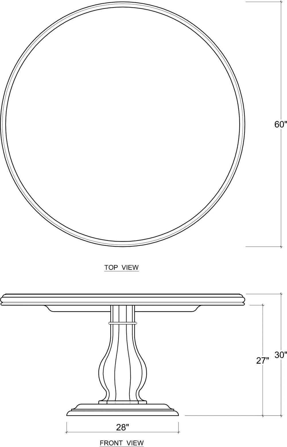 French Quarter Round Table 60'' w/o Grooves-Blue Hand Home