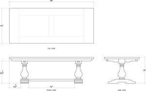 Trestle Dining Table 96'' w/o Grooves-Blue Hand Home