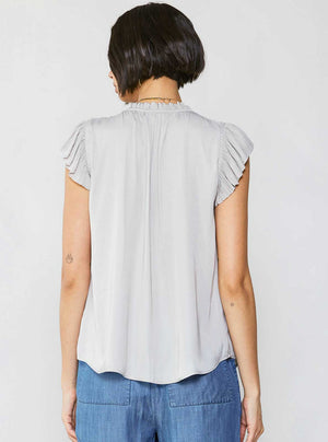 Margot Pleated Sleeve Blouse-Blue Hand Home