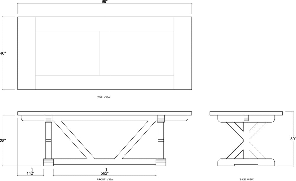 Riverwalk Dining Table 96'' w/o Grooves-Blue Hand Home