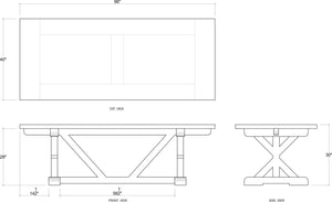 Riverwalk Dining Table 96'' w/o Grooves-Blue Hand Home