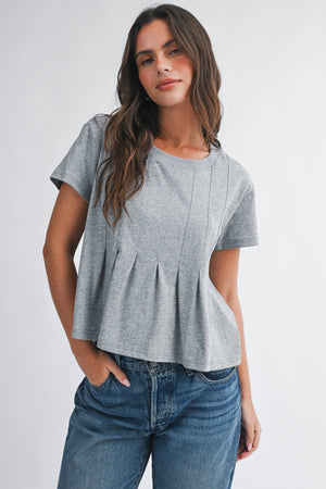 8613HK Pleated Swing Tee Top-Blue Hand Home