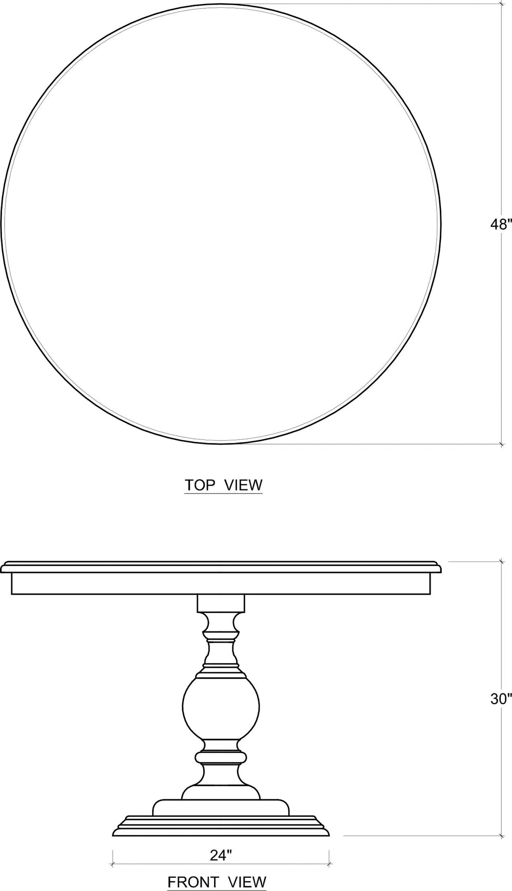 Gloucester Dining Table 48'' w/o Grooves-Blue Hand Home