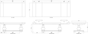 Lambeth Extension Breadboard Dining Table 79'' extends to 118''' w/o Grooves-Blue Hand Home