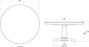 Trestle Round Dining Table 60'' w/o Grooves-Blue Hand Home