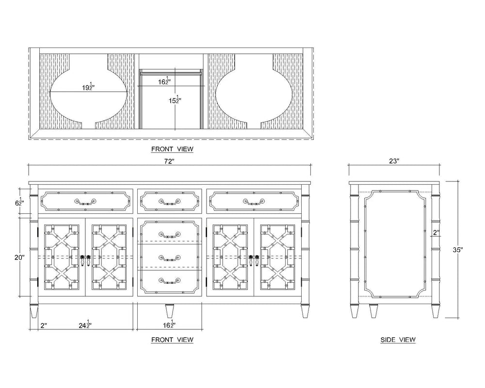 Grosvenor Double Vanity w/o Marble Top & Sink-Blue Hand Home