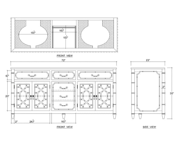 Grosvenor Double Vanity w/o Marble Top & Sink-Blue Hand Home