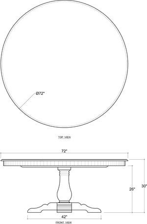 Trestle Round Dining Table 72'' w/o Grooves-Blue Hand Home