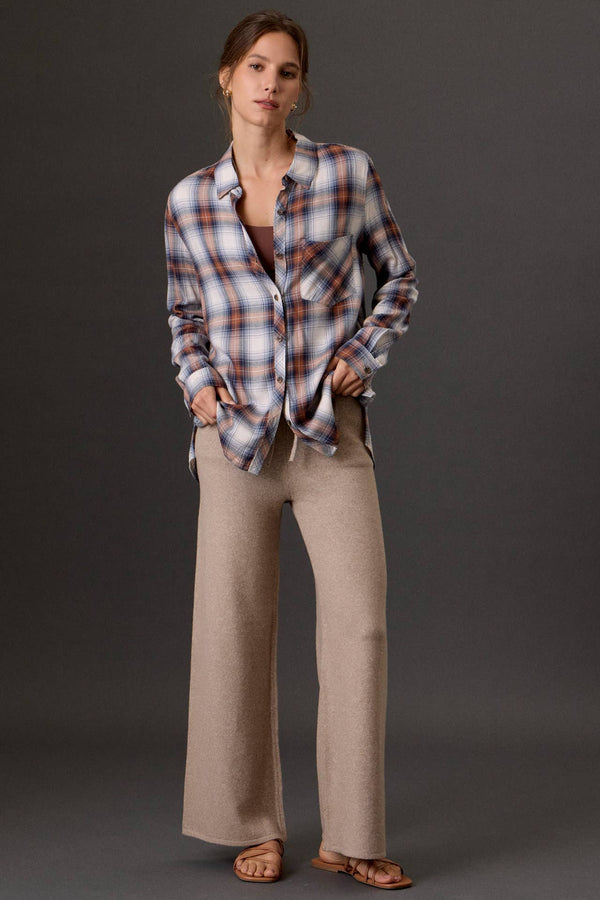 Ultra Soft Wide Leg Drawstring Heathered Sweater Pants