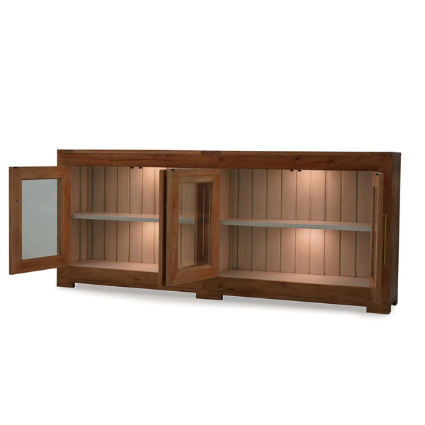 Fleet 4 Door Sideboard w/ Glass w/ LED-Blue Hand Home