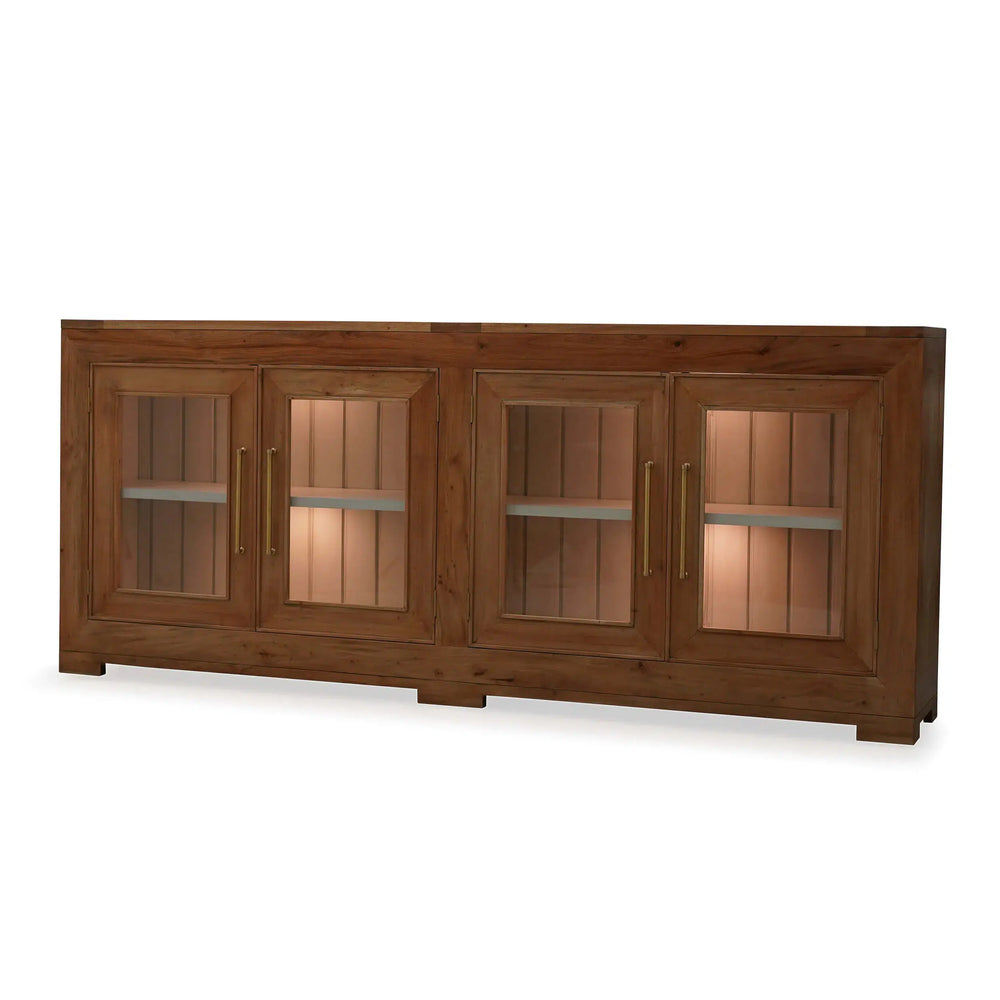 Fleet 4 Door Sideboard w/ Glass w/ LED-Blue Hand Home