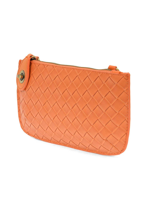 Faux Wide Woven Mini Crossbody Wristlet Clutch-Blue Hand Home