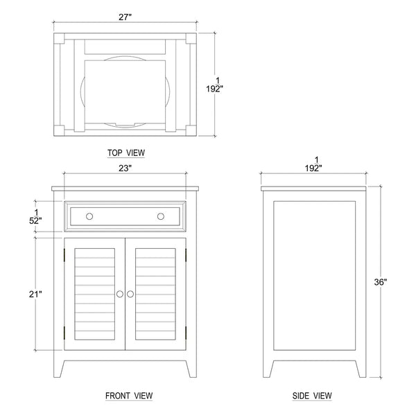Shutter Vanity w/o Marble Top & Sink-Blue Hand Home