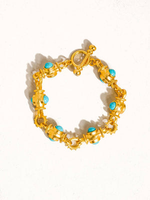 Atley 18K Gold Vintage Turquoise Bracelet-Blue Hand Home