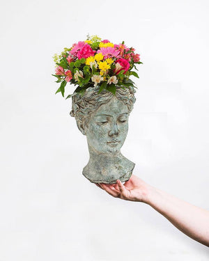 Women Head Planter-Blue Hand Home