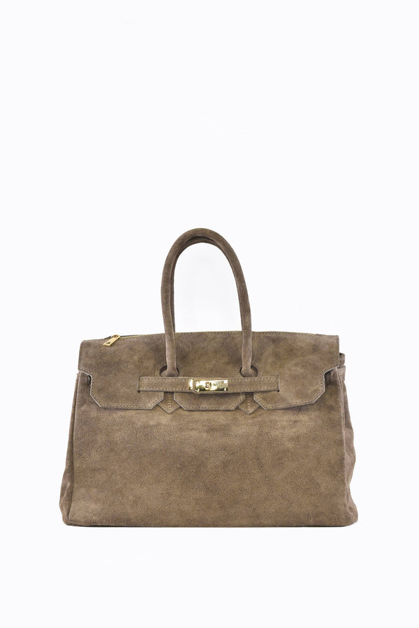ELIZABETH BAG IN TAUPE SUEDE-Blue Hand Home
