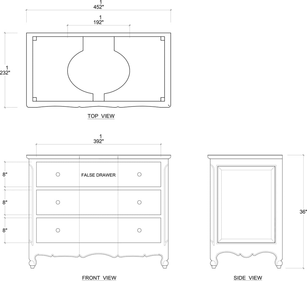 Provence Single Vanity w/o Marble Top & Sink-Blue Hand Home