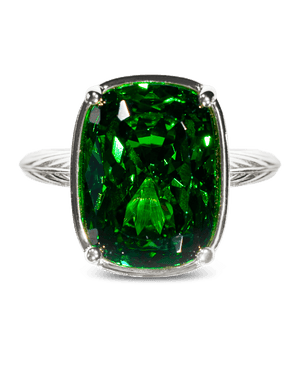 Sterling Silver Elongated Cushion Emerald CZ Cocktail Ring
