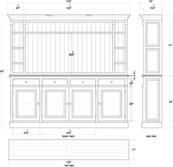 Hudson Media Cabinet w/ Drawers w/ 2 LED-Blue Hand Home