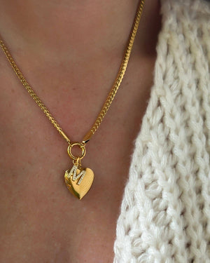 Initial Heart Locket Charm Necklace-Blue Hand Home