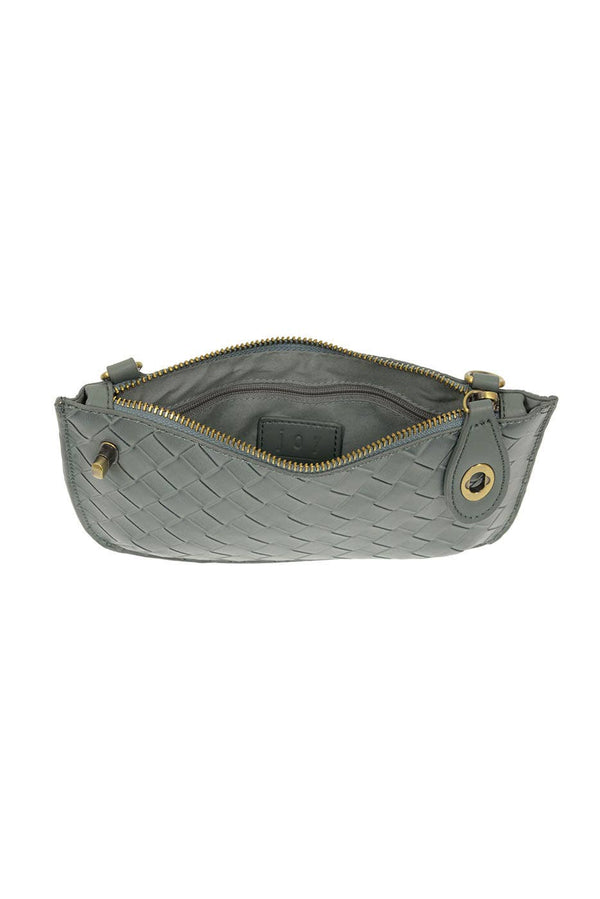Faux Wide Woven Mini Crossbody Wristlet Clutch-Blue Hand Home