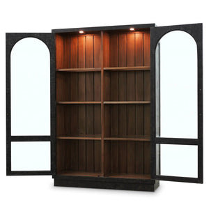 Vannes 2 Door Display Cabinet w/ Glass Shelves and LED lights-Blue Hand Home