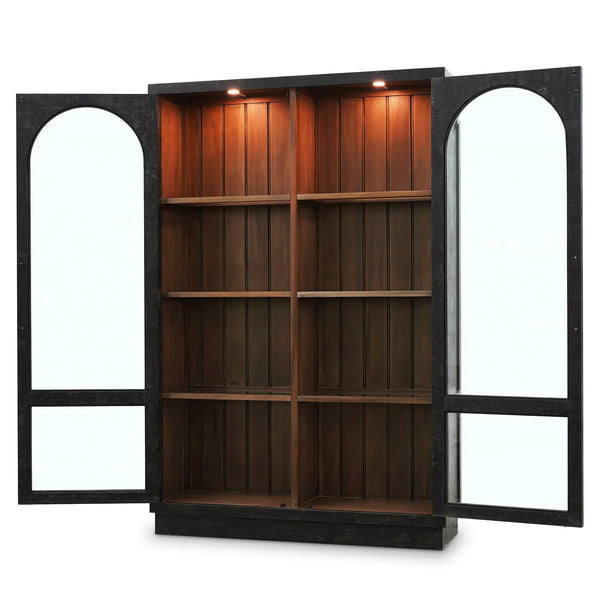 Vannes 2 Door Display Cabinet w/ Glass Shelves and LED lights-Blue Hand Home