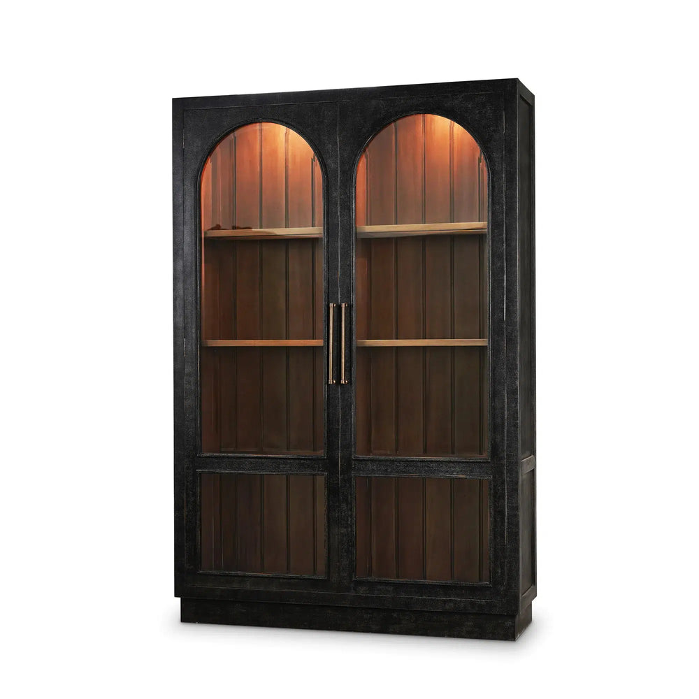 Vannes 2 Door Display Cabinet w/ Glass Shelves and LED lights-Blue Hand Home