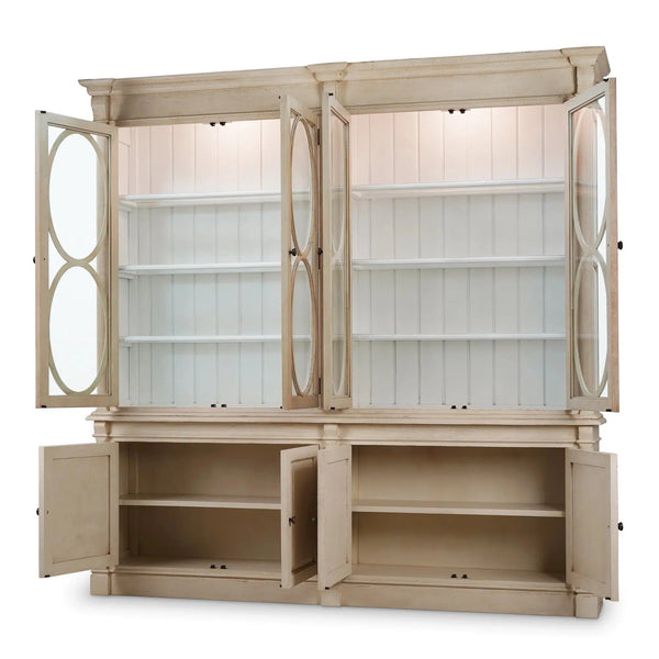 Fiona 2 Piece Display Cabinet w/ Glass Shelves and LED Lights-Blue Hand Home