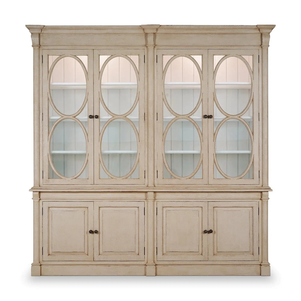Fiona 2 Piece Display Cabinet w/ Glass Shelves and LED Lights-Blue Hand Home