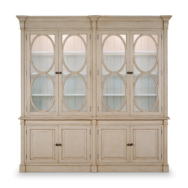 Fiona 2 Piece Display Cabinet w/ Glass Shelves and LED Lights-Blue Hand Home