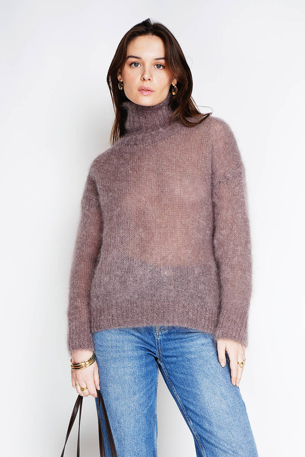 80% kid mohair sweater 3026: Bordeaux-Blue Hand Home