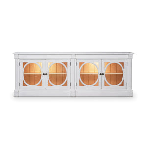 Fiona 4 Door Buffet w/ Glass Shelves and LED Lights-Blue Hand Home
