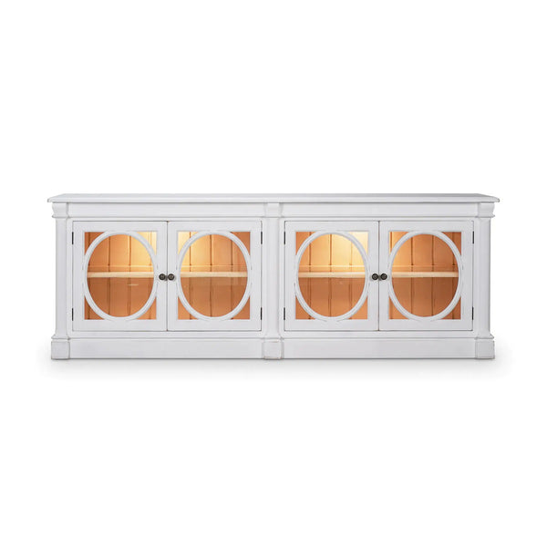 Fiona 4 Door Buffet w/ Glass Shelves and LED Lights-Blue Hand Home