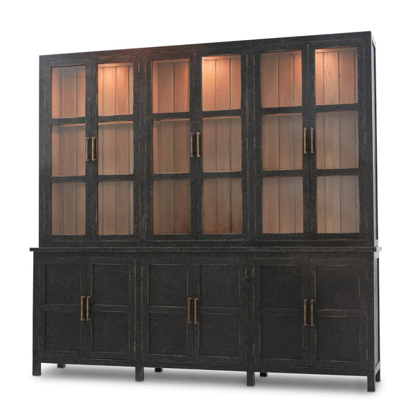 Madrone 12 Door Display Cabinet w/ Glass Shelves and LED Lights-Blue Hand Home