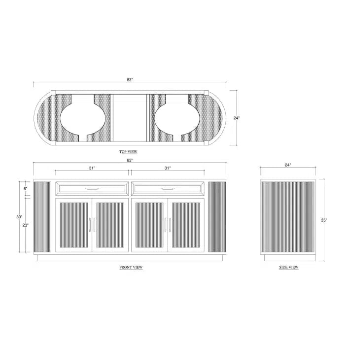 Kraton Oval Double Vanity w/o Sink & Marble top-Blue Hand Home