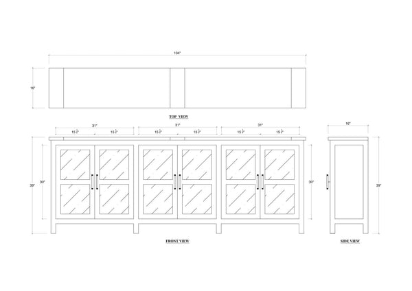 Madrone 6 Door Sideboard w/ Glass Shelves w/ 3 LED-Blue Hand Home