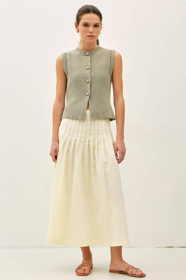 CRISP PLEATED MIDI SKIRT-Blue Hand Home
