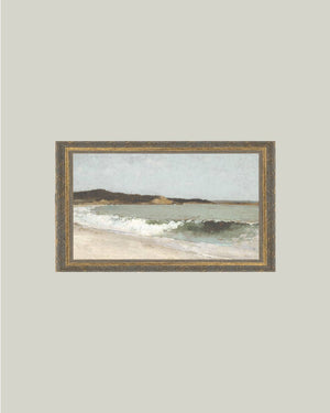 Beach Landscape Framed Antique Art-Blue Hand Home
