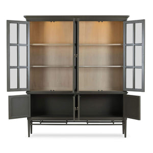 Seraphine 4 Door Glass Display Cabinet w/ Glass Shelves & LED-Blue Hand Home