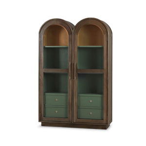 Vannes Double Dome Display Cabinet w/ Glass Doors w/ LED-Blue Hand Home
