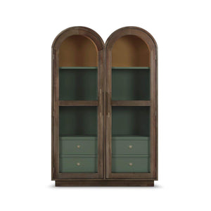 Vannes Double Dome Display Cabinet w/ Glass Doors w/ LED-Blue Hand Home