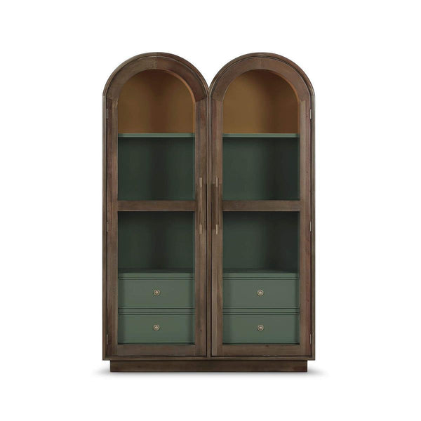 Vannes Double Dome Display Cabinet w/ Glass Doors w/ LED-Blue Hand Home