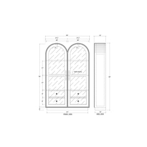 Vannes Double Dome Display Cabinet w/ Glass Doors w/ LED-Blue Hand Home
